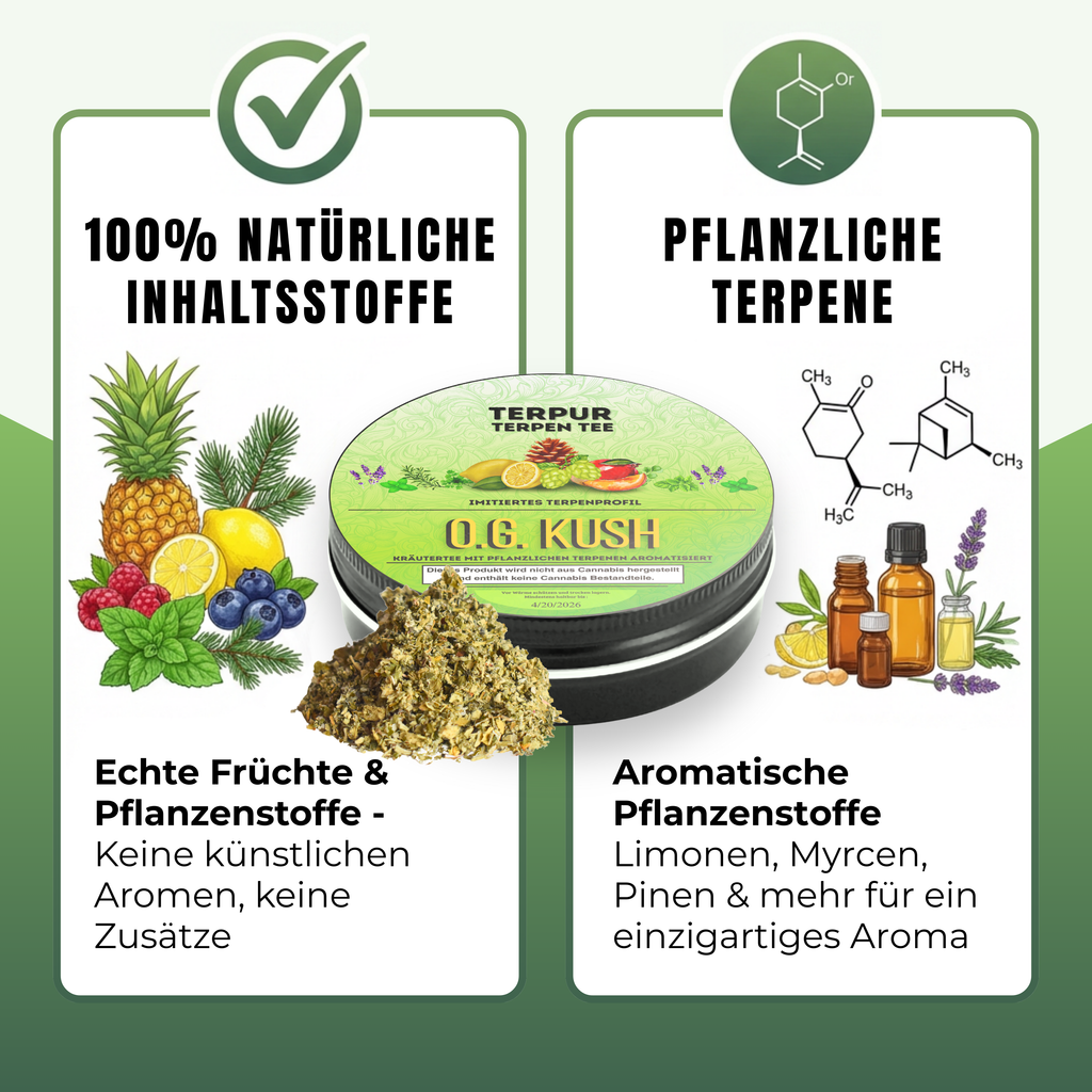 Kräutermix mit pflanzlichen Terpenen | Terpen Tee O.G. Kush | 16g Dose Metall mit Schraubverschluss | 100% natürliche Kräutermischung