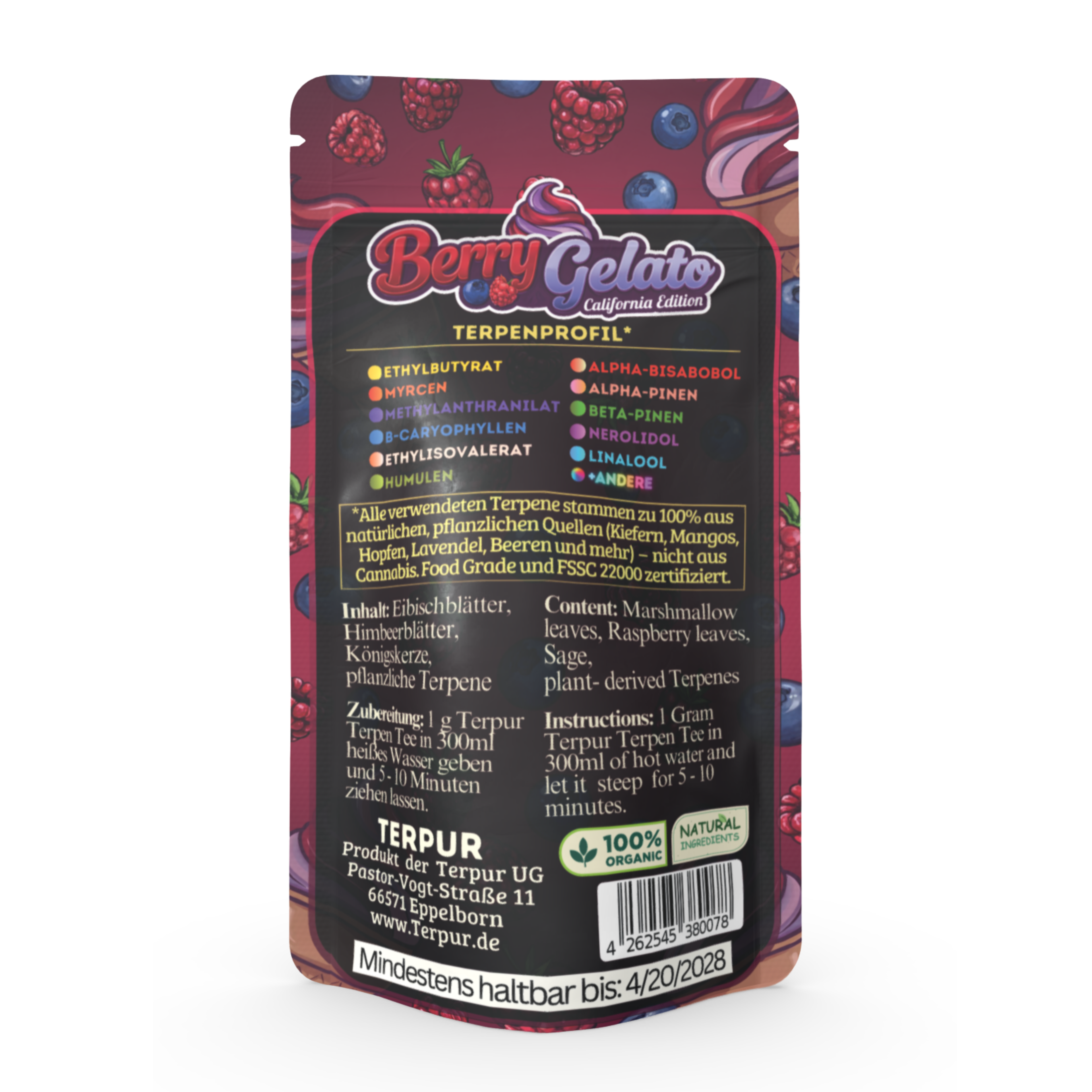 Berry Gelato 10g Kräutermischung im Aromabeutel, wiederverschließbar