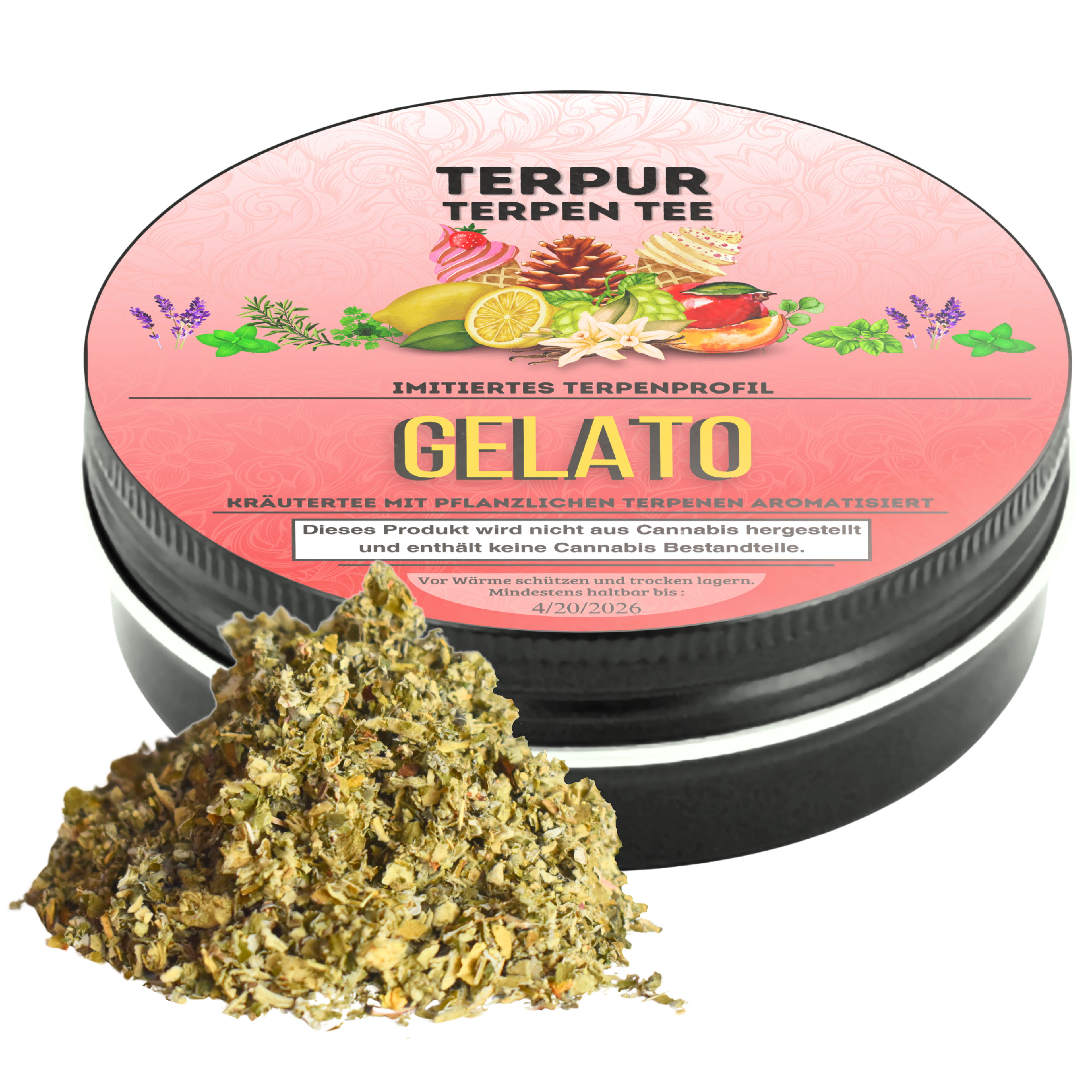 Kräutermix mit pflanzlichen Terpenen | Terpen Tee Gelato | 16g Dose Metall mit Schraubverschluss | 100% natürliche Kräutermischung