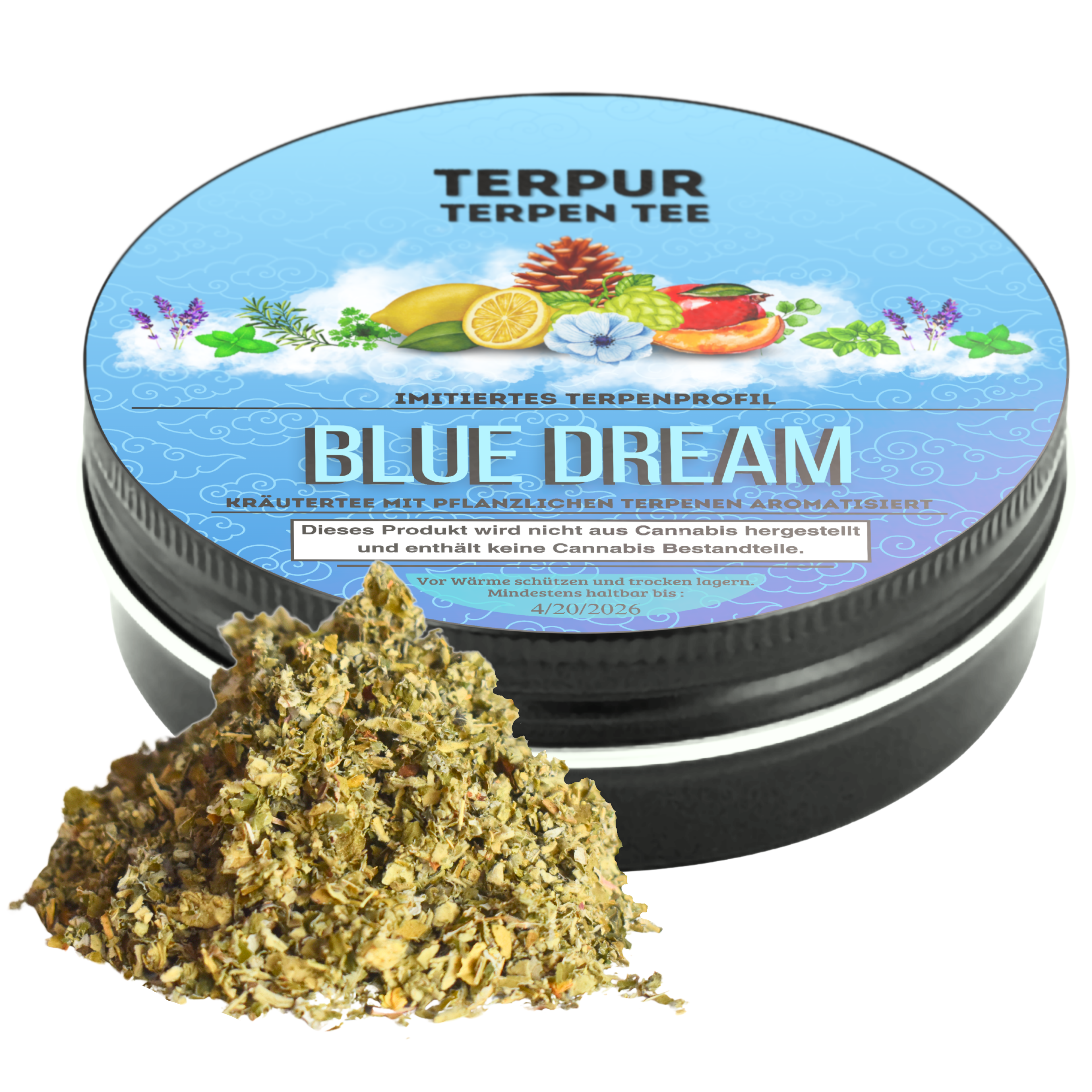 Kräutermix mit pflanzlichen Terpenen | Terpen Tee Blue Dream | 16g Dose Metall mit Schraubverschluss | 100% natürliche Kräutermischung
