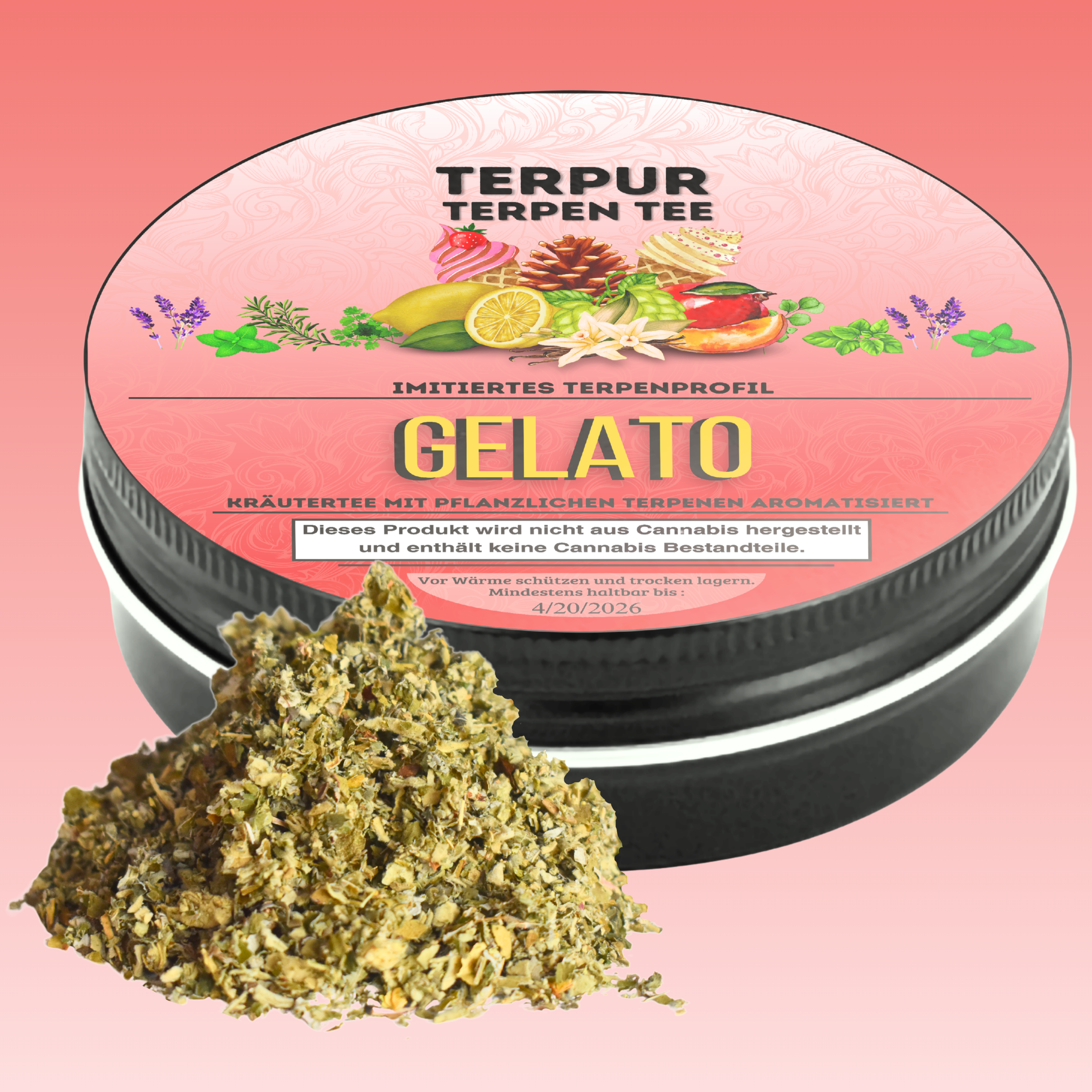 Kräutermix mit pflanzlichen Terpenen | Terpen Tee Gelato | 16g Dose Metall mit Schraubverschluss | 100% natürliche Kräutermischung