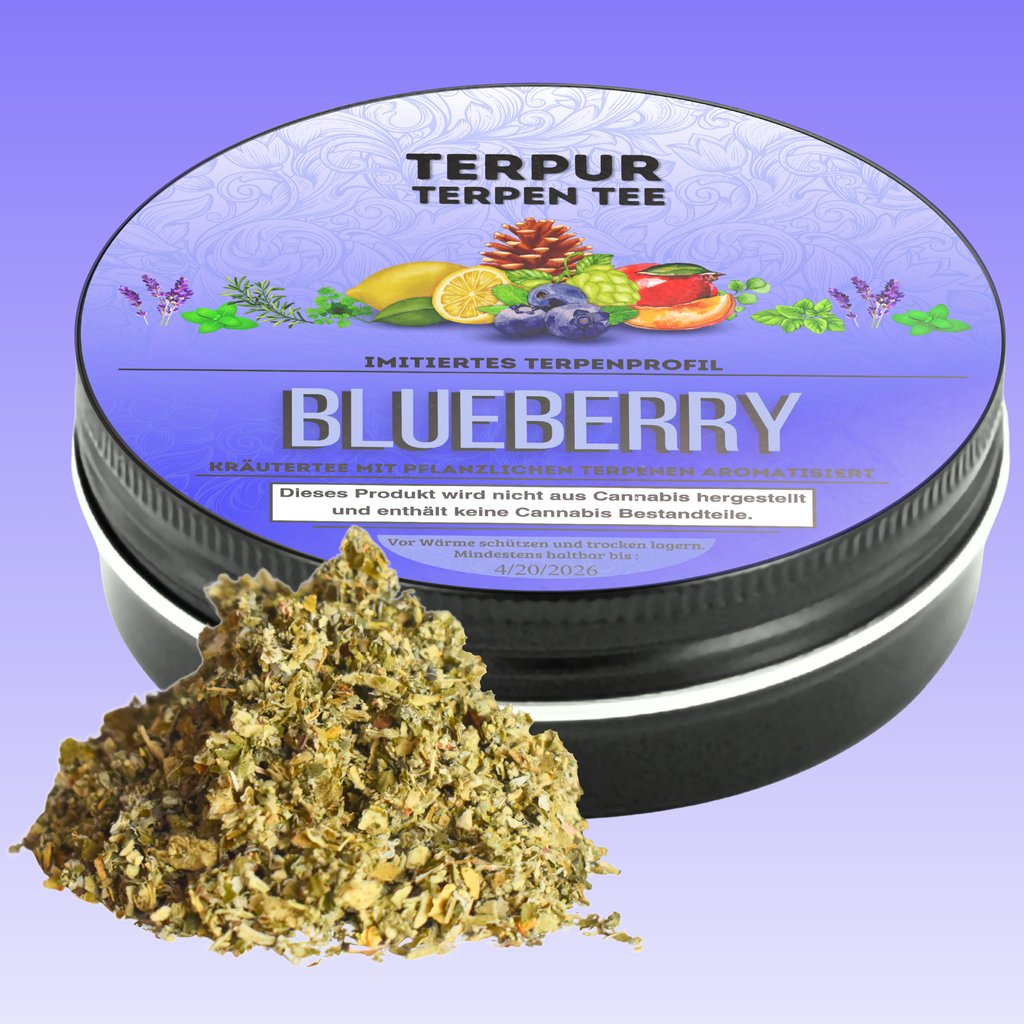 Kräutermix mit pflanzlichen Terpenen | Terpen Tee Blueberry | 16g Dose Metall mit Schraubverschluss | 100% natürliche Kräutermischung