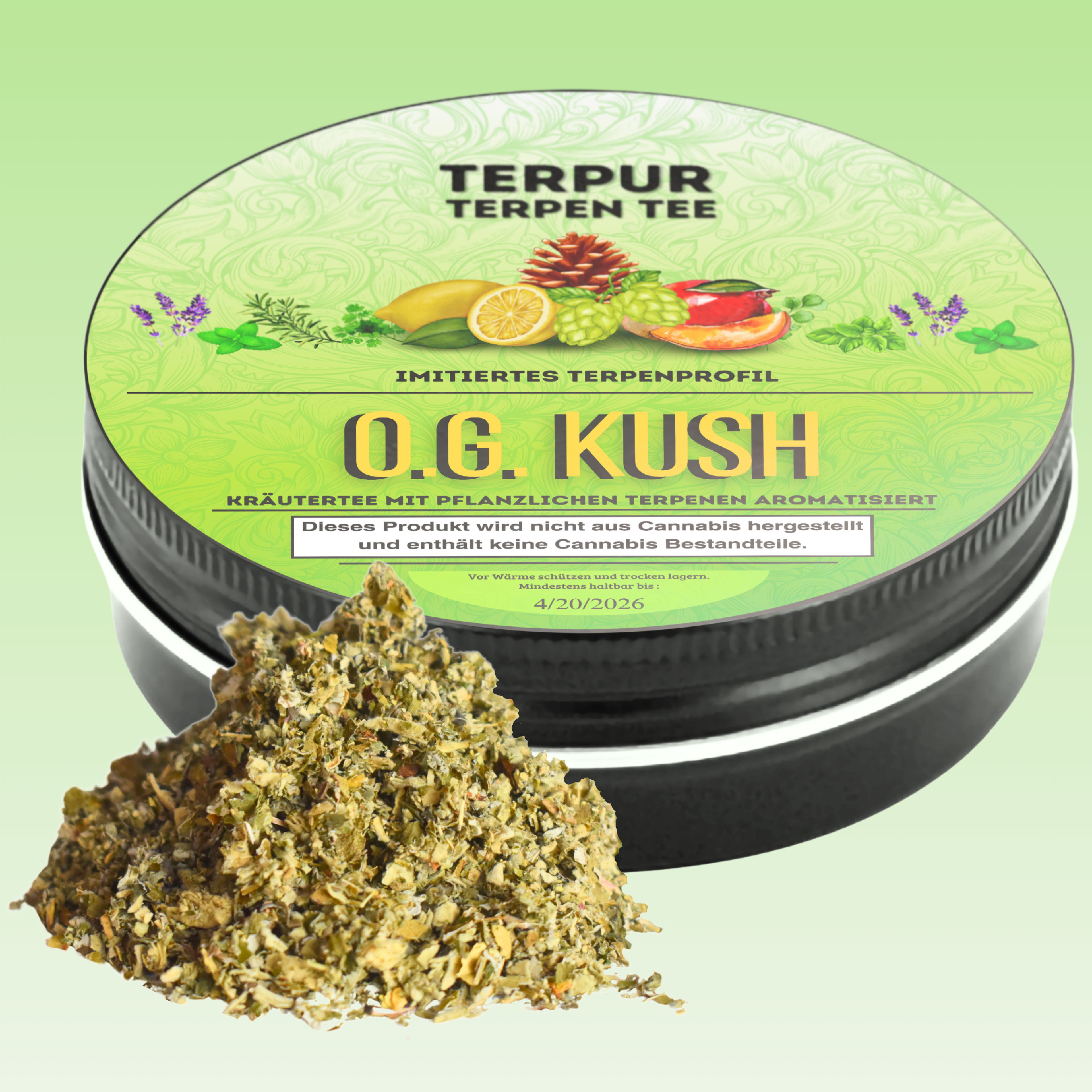 Kräutermix mit pflanzlichen Terpenen | Terpen Tee O.G. Kush | 16g Dose Metall mit Schraubverschluss | 100% natürliche Kräutermischung