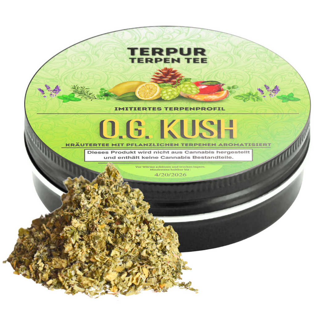 Kräutermix mit pflanzlichen Terpenen | Terpen Tee O.G. Kush | 16g Dose Metall mit Schraubverschluss | 100% natürliche Kräutermischung
